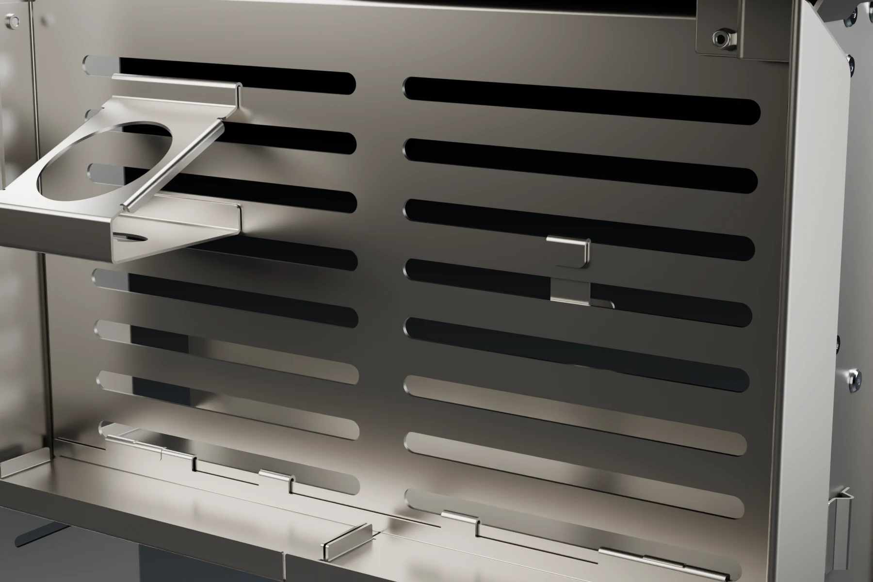 Actual ANYCART model showing metal slot edges and accessory fittings